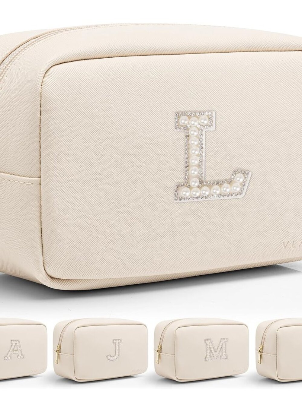 Travel Gifts for Women Make up Bag Bridesmaid Proposal Gifts Pearl Letter Pouch - Picture 1 of 7